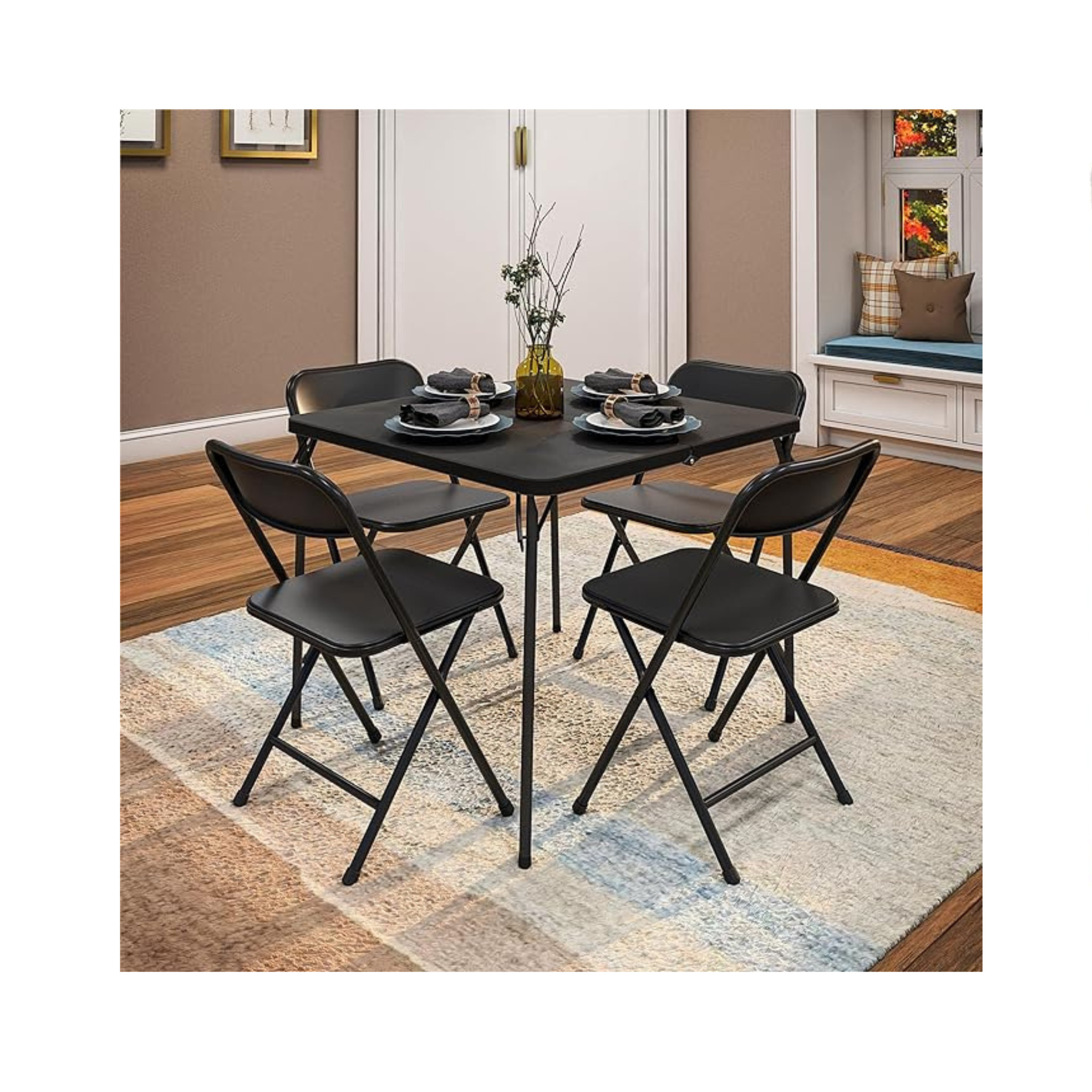 COSCO Indoor/Outdoor Solid Resin Folding Table & Chair Dining Set