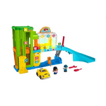 Fisher-Price Little People Juego para niños pequeños Garaje de aprendizaje iluminado con escenarios inteligentes, además de carro de juguete y rampa