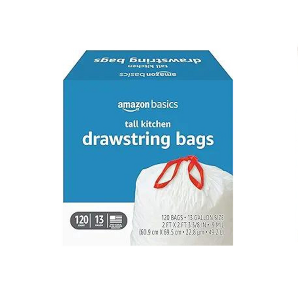 120 Amazon Basics 13 Gallon Kitchen Drawstring Trash Bags
