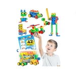 Brickyard Building Blocks STEM Toy con 163 piezas, herramientas, guía de diseño y caja de almacenamiento de juguetes