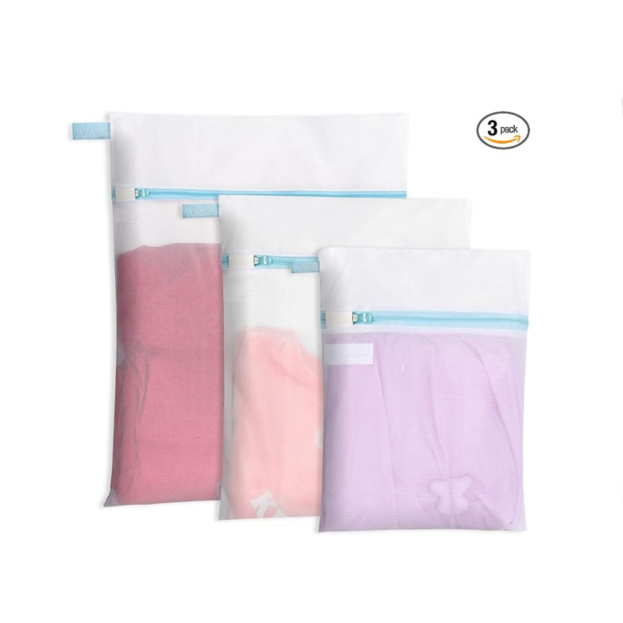 Polecasa Paquete de 3 bolsas de lavandería de malla fina duraderas (1 grande, 1 mediana, 1 pequeña)