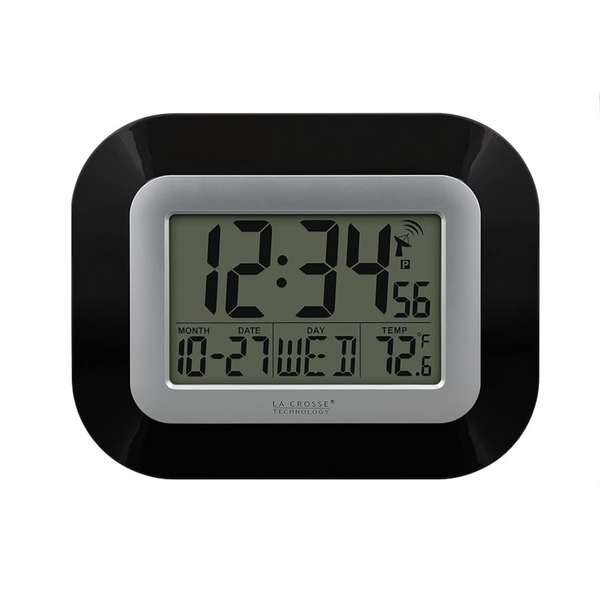 La Crosse Technology Reloj de pared digital atómico con temperatura interior
