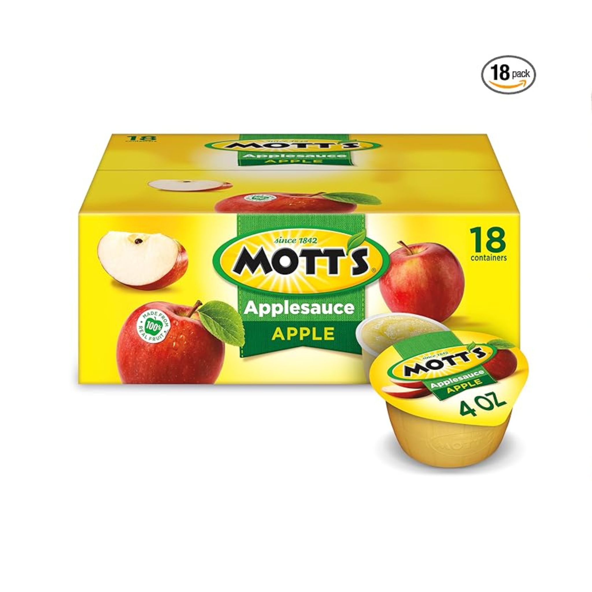 18 unidades de puré de manzana Mott's, tazas de 4 onzas