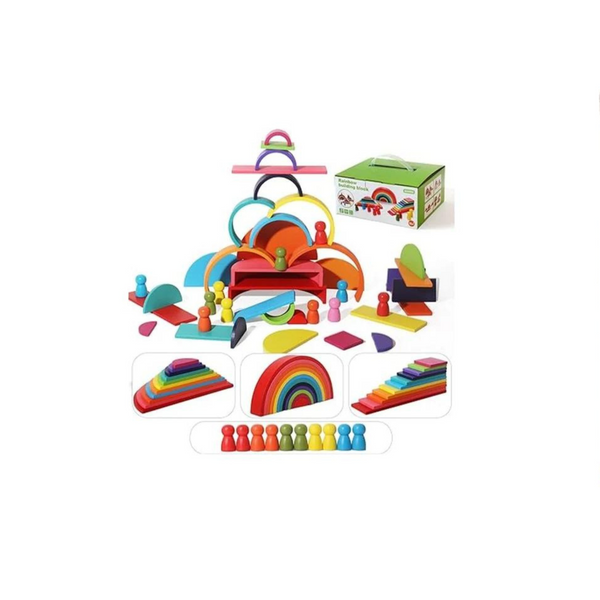 45-Piece Wooden Rainbow Stack Set