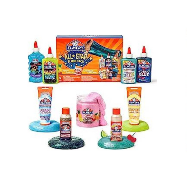 Elmer's All-Star Slime Kit, incluye pegamento líquido, activador de limo y limo prefabricado, 9 unidades