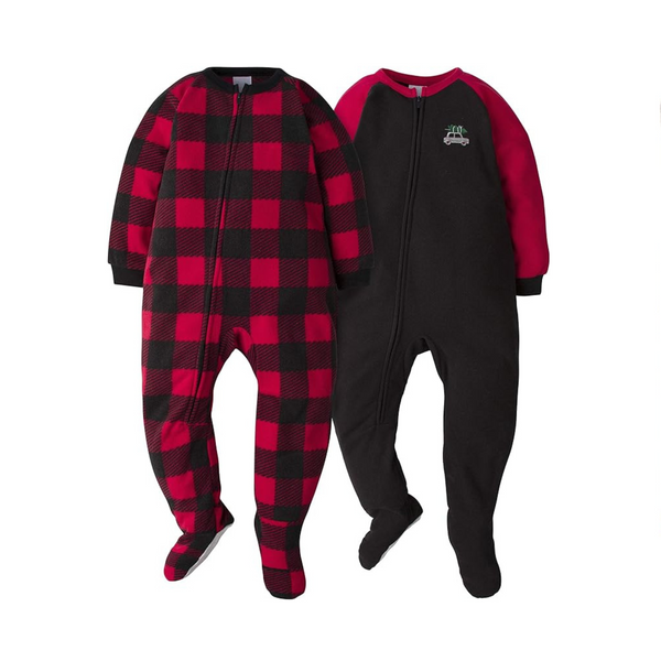 2 Pairs of Gerber Baby Boys’ Flame Resistant Fleece Footed Pajamas