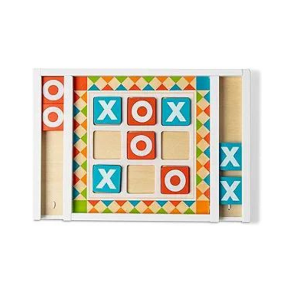 Melissa & Doug Wooden Tic-Tac-Toe Board Game with 10 Self-Storing Wooden Game Pieces
