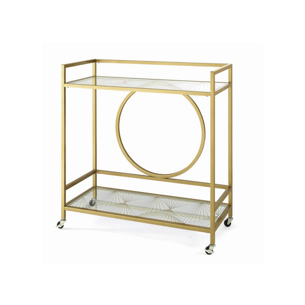 Better Homes &amp; Gardens Carrito de barra de vidrio y metal Nola Mid-Century
