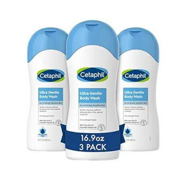 3 botellas de gel de baño refrescante ultra suave Cetaphil