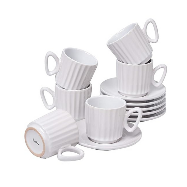 Bruntmor 6 Ct Black Coffee Mugs Set, Ceramic Espresso Cups