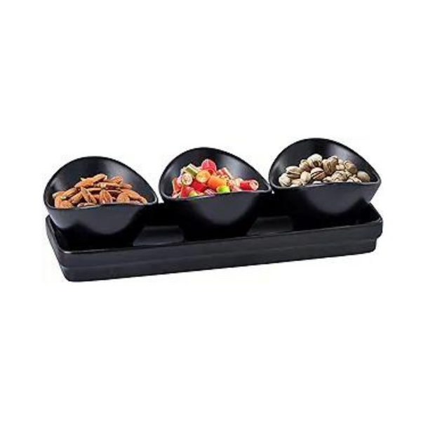 Bruntmor Juego de platos de cerámica de 4 piezas, cuencos curvos