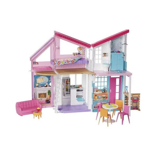 Barbie Malibu House Juego de casa de muñecas con más de 25 muebles y accesorios (6 habitaciones)