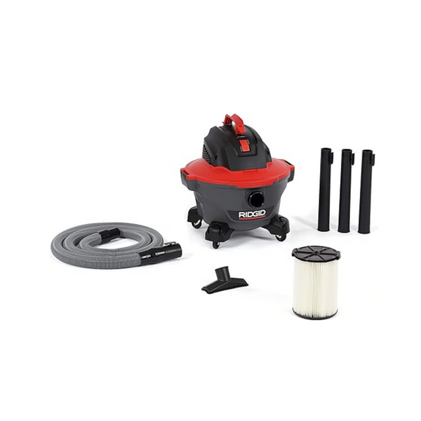 RIDGID 6 Gal. Wet Dry Shop Vacuum with Casters, 4.25 Peak HP Motor