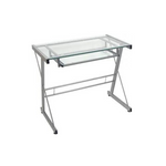 Metal & Glass Computer Desk with Slide In Keyboard Tray