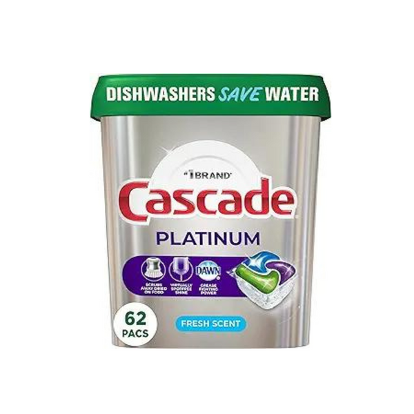 Cápsulas para lavavajillas Cascade Platinum, Actionpacs (62 unidades)