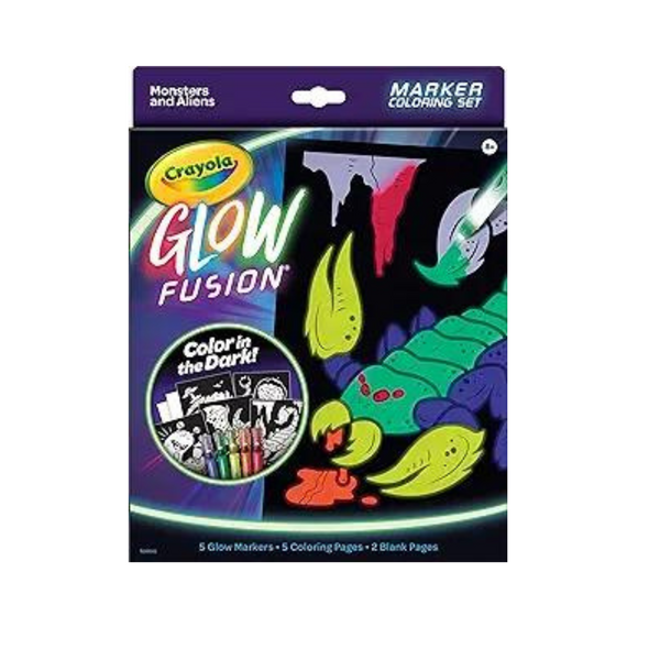 Crayola Glow Fusion, set para colorear que brilla en la oscuridad