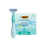 Maquinillas de afeitar desechables BIC EasyRinse antiobstrucción para mujer con 4 cuchillas, 6 unidades 