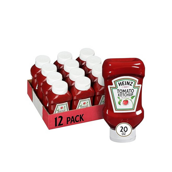 12 botellas de Heinz Ketchup Forever botella invertida completa (botellas de 20 oz)