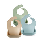 PandaEar Juego de 3 lindos baberos de silicona para bebé (marrón/azul/verde)