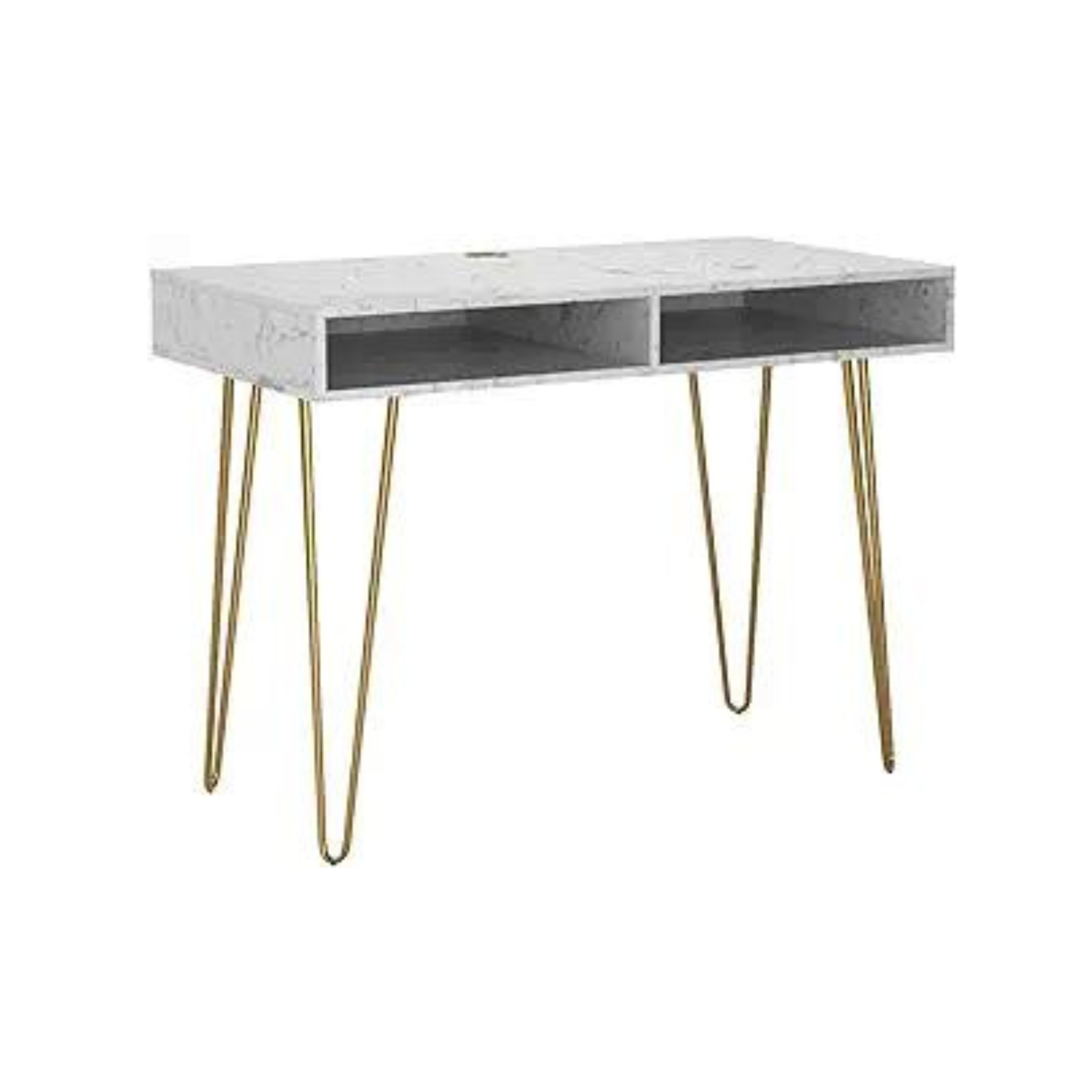 Novogratz Athena Computer Desk with Storage, White Marble PzDeals