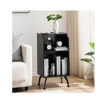 Amyove End Table with Charging Station, Black