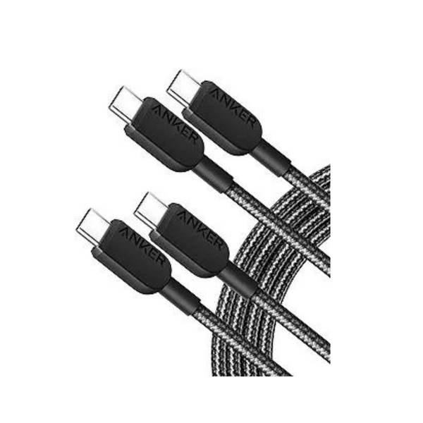 Paquete de 2 cables de carga Anker 310 USB C a USB C 60W / 3A de 6'
