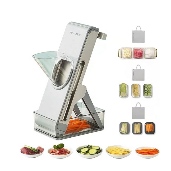 Cortador de Verduras 4 en 1 con Contenedor y Multifuncional 3 Cuchillas