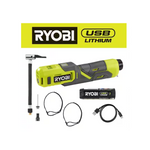 Kit de inflador portátil inalámbrico USB Ryobi con batería USB de 2 Ah y cable de carga
