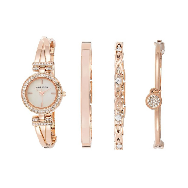 Anne Klein Reloj y pulsera con detalles de cristal para mujer