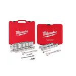 Juego de herramientas mecánicas de trinquete/casquillo métrico/SAE con accionamiento de 3/8" y 1/4" Milwaukee de 81 piezas