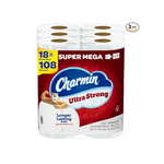 Charmin Ultra Strong: Super Mega Rolls de 18 quilates + Mega Rolls de 18 quilates + Crédito de Amazon de $15