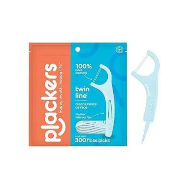 Hilo dental Plackers Twin-Line de 300 unidades (sabor a menta fresca)