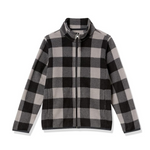 Amazon Essentials Boys' Polar Fleece Full-Zip Mock Jacket (Black Grey Buffalo Check)