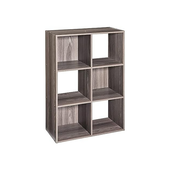 ClosetMaid Cubeicals 6 Cube Storage Shelf Organizer Bookshelf, Natural Gray Finish