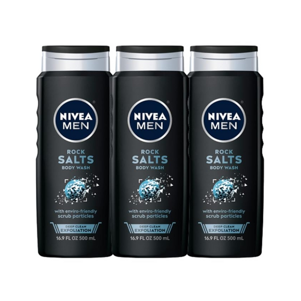 Paquete de 3 jabones corporales Nivea Men Deep Clean de 16.9 oz (sales de roca)