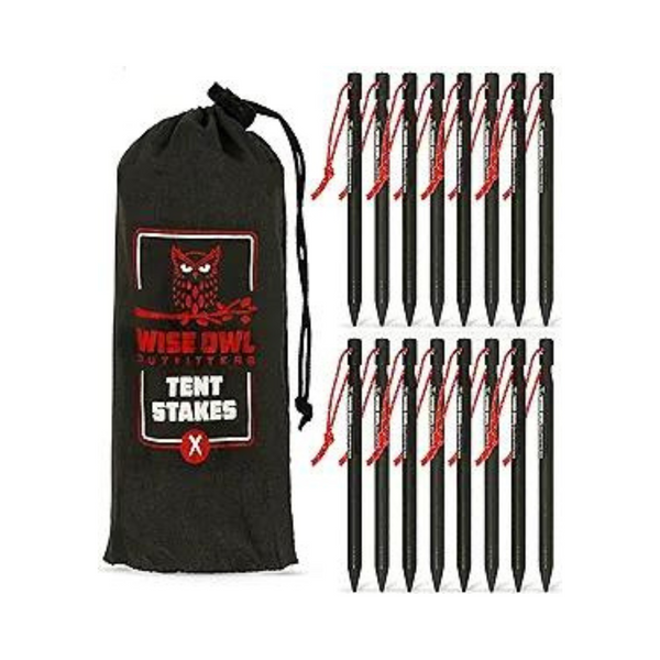 Paquete de 16 estacas resistentes para tienda de campaña Wise Owl Outfitters (aluminio aeronáutico)