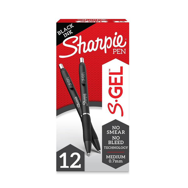 12-Count 0.7mm Medium Point Sharpie S-Gel Pens (Black Ink)