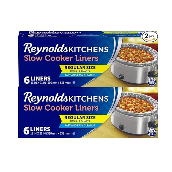 Reynolds Kitchens Forros para olla de cocción lenta, regulares (para 3-8 cuartos), 6 unidades (paquete de 2), 12 en total