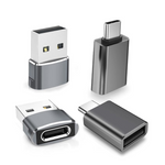 4-Pack Basesailor USB-to-USB Adapters (2x USB-C to USB-A, 2x USB-A to USB-C)
