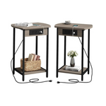 2 End Tables with Charging Station (Set of 2)