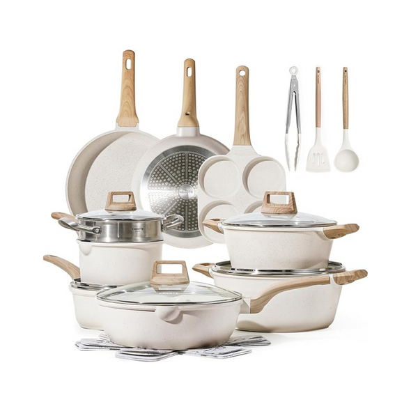 Juego de ollas y sartenes Carote 21 piezas, juegos de utensilios de cocina antiadherentes