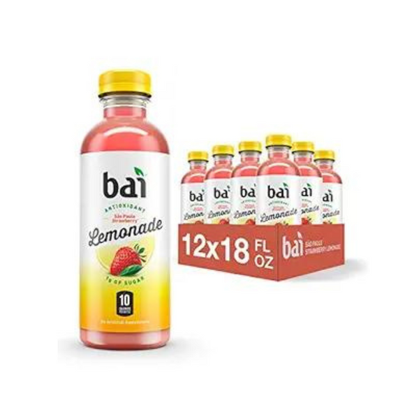 Paquete de 12 agua con infusión de antioxidante Bai São Paulo de 18 onzas (limonada de fresa)