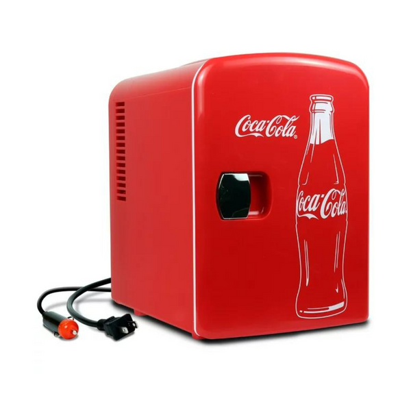 Mini refrigerador Coca-Cola Classic de 4 litros, refrigerador portátil para 6 latas 
