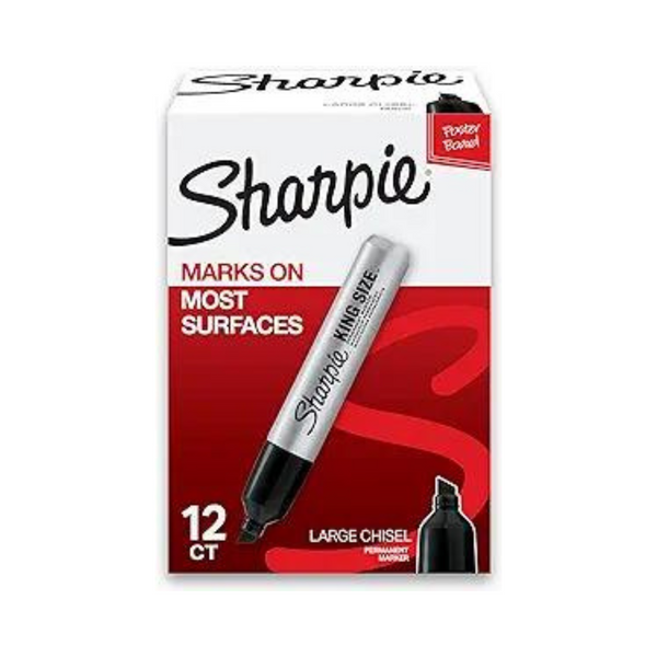 12 marcadores permanentes SHARPIE King Size con punta de cincel grande, color negro