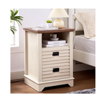 Nightstand Side-table with Charging Station, 2 Drawers & Open Cubby