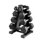 Juego de pesas con mancuernas hexagonales recubiertas de goma BalanceFrom de 100 libras con bastidor en forma de A