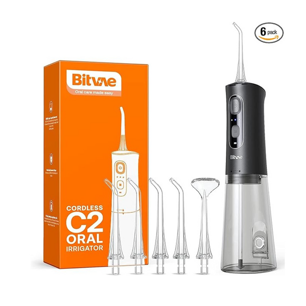 Irrigador bucal inalámbrico Bitvae 300-ML C2 Irrigador de agua portátil (negro)