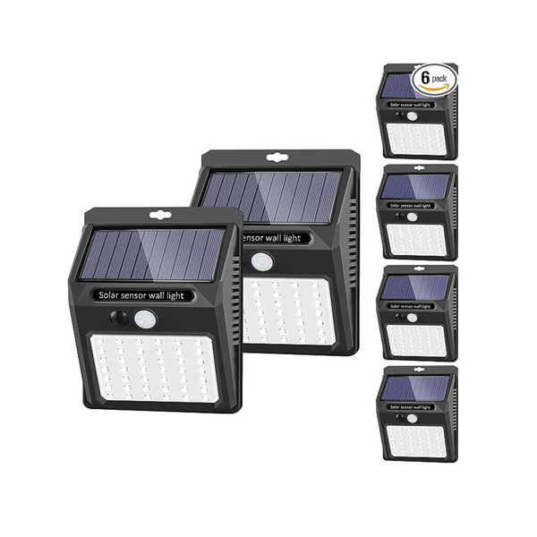 Paquete de 6 luces solares para exteriores impermeables con sensor de movimiento inalámbrico SEZAC