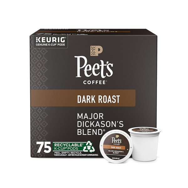 75 cápsulas de café Peet's Coffee Major Dickason's Blend K-Cup (tostado oscuro)