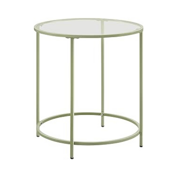 Mesa auxiliar de vidrio con estructura de metal